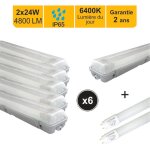 Lutece - arc - jamais utilis�] lot de 6 boitiers �tanche traversant ip65 150cm + 2 tubes led 2x24w 4800lm ...