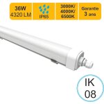 Lutece - arc - rglette led tanche ip65 36w 4320lm - 3cct - traversant - garantie 3 ans