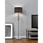 Lux. pro lampadaire lampe � pied m�tal poli tissu chrome noir 155 cm