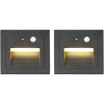 Lycxames - ineasicer lot de 2 led spot mural encastr� 3w applique murale escalier lumi�re lampe d�tecteur ...
