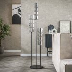 M&s - lampadaire 3 lampes 32x155 cm en verre chrom� et m�tal noir