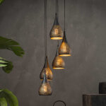M&s - suspension 5 lampes forme gouttes 15 cm en m�tal noir et bronze