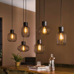 M&s - suspension cage 6 lampes 145x28x150 cm en m�tal gris fonc�