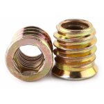 Jusch - m8 x 15mm insert filet� bois, insert bois m8, �crou hexagonal filet� en alliage de zinc, �crou ...