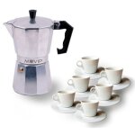 Machine � caf� de aluminium mv0601, capacit� de 6 tasses, poign�e ergonomique, antiadh�sif, compatibleavec ...