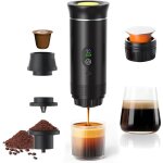 Machine � cafe portable, 3 en 1 cafeti�re � expresso chauffage �lectrique, rechargeable, pour camping ...