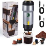 Machine � expresso portable 3 en 1, auto - chauffante, 12 v, compatible avec les grandes capsules, les ...