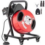 Machine de nettoyage de drain vevor 50ft x 1 / 2 pouce, tariere deegout a alimentation manuelle sur roues ...