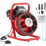 Machine de nettoyage de drain vevor 50ft x 3 / 8 pouces, tariere deegout a alimentation manuelle, machine ...