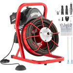Vevor ? d�boucheur de canalisation �lectrique 370w ? c�ble acier 22, 8m x 1, 27cm ? 4 couteaux interchangeable ...