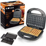 Machine à sandwich 3 en 1, gaufrier, grille de contact, plaques allant au lave - vaisselle et antiadhésives ... Machine à sandwich 3 en 1, gaufrier, grille de contact, plaques allant au lave - vaisselle et antiadhésives ...