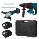 Maerex - kit de 2 outils - meuleuse d'angle sans fil 125mm + marteau perforateur sans fil - avec 2 batteries ...
