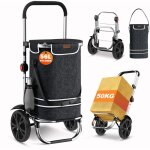Chariot de courses  roulettes 56 l - 2 en 1 diable caddie  2 roues avec cadre en alliage d'aluminium ...