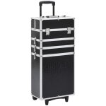 Maison chic - chariot de maquillage valise de maquillage aluminium noir avec motif de crocodile 36660 ...