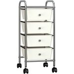 Maison chic - chariot de rangement mobile  4 tiroirs tour de rangement  roulettes blanc plastique 56004 ...
