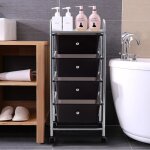 Maisonchic - chariot de rangement  roulettes avec 4 tiroirs plastiques amovibles tour de rangement  ...