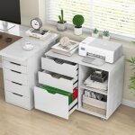 Maisonchic - classeur  3 tiroirs support d'imprimante mobile avec etagre rglable classeur latral ...