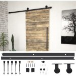 Maisonchic - kit de quincaillerie de porte coulissante skien 183 cm noir wle824896 design in