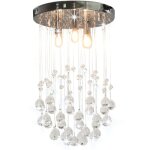 Maisonchic - plafonnier, lustre luminaire avec perles de cristal argent� sph�re 3 ampoules g9 asaf37974 ...