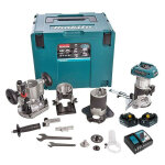 Makita ? affleureuse sans fil 18v avec 2 batteries 5ah ? moteur brushless ? vitesse 10 000 � 30 000 tr ...