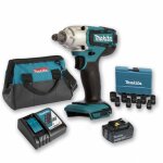 Boulonneuse à chocs 18v 190nm 1 / 2' dtw190 avec 1 batterie 3ah + coffret 9 douilles + sac makita Boulonneuse à chocs 18v 190nm 1 / 2' dtw190 avec 1 batterie 3ah + coffret 9 douilles + sac makita