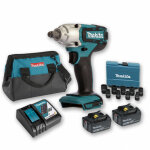Boulonneuse à chocs 18v 190nm 1 / 2' dtw190 avec 2 batteries 3ah + coffret 9 douilles + sac makita Boulonneuse à chocs 18v 190nm 1 / 2' dtw190 avec 2 batteries 3ah + coffret 9 douilles + sac makita
