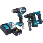 Makita dlx 2278 rt1 kit combin� batterie + perceuse - visseuse � percussion dhp 484 54 nm + marteau perforateu ...