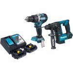 Makita dlx 2278 ry kit combin� batterie + perceuse - visseuse � percussion dhp 484 54 nm + marteau perforateur ...