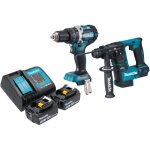 Makita dlx 2278 sf kit combin� batterie + perceuse - visseuse � percussion 54 nm dhp 484 + marteau perforateur ...