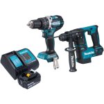 Makita dlx 2278 sf1 kit combin� batterie + perceuse - visseuse � percussion 54 nm dhp 484 + marteau perforateu ...