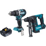 Makita dlx 2278 t1 kit combin� batterie + perceuse - visseuse � percussion 54 nm dhp 484 + marteau perforateur ...