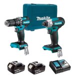 Makita dlx2414st set dhp487 perceuse  percussion sans fil + dtd157 visseuse  chocs 18v - 2x5. 0ah batteries ...