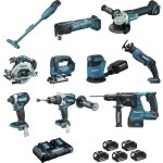 Makita - ensemble de 10 machines bl1850 (dcl180 + dhp481 + dtd154 + dga506 + dhs680 + dhr243 + dtm51 ... Makita - ensemble de 10 machines bl1850 (dcl180 + dhp481 + dtd154 + dga506 + dhs680 + dhr243 + dtm51 ...