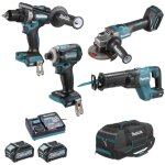 Makita - ensemble de 4 machines 40 v max xgt (df001g + ga005g + td001g + jr001g) avec 2 batteries 40v ...