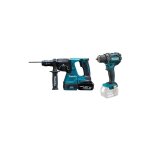 Makita - kit 18 v compos� d'un perforateur - burineur sans fil et d'une perceuse - visseuse sans fil ...