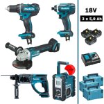 Makita - pack 18v : ddf482 + dtd152 + dga504 + dhr202 + dmr108 (offerte) avec 3 batteries 5ah + 3 makpac ... Makita - pack 18v : ddf482 + dtd152 + dga504 + dhr202 + dmr108 (offerte) avec 3 batteries 5ah + 3 makpac ...