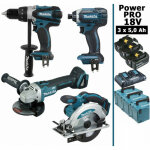 Makita - pack power pro 18v: perceuse 91nm ddf458 + meuleuse 125mm dga504 + visseuse � chocs 165nm dtd152 ...