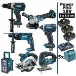 Makita - pack power pro 7 outils 18v: ddf458 + dhr202 + dga504 + dtd152 + djv180 + dss610 + dmr108 + ...