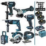 Makita - pack power pro 7 outils 18v: ddf458 + dhr202 + dga504 + dtd152 + djv180 + dss610 + dmr108 + ...