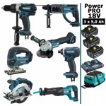 Makita - pack power pro 7 outils 18v: ddf458 + dhr202 + dga504 + visseuse dtd152 + djv180 + dss610 + ...