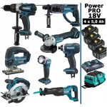 Makita - pack power pro 8 outils 18v: perceuse ddf458 + perfo dhr202 + meuleuse dga504 + visseuse � choc ...