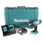 Perceuse  percussion 18v (2x1, 5 ah) dans un coffret avec accessoires makita dhp453syx1