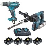 Makita - perceuse visseuse ddf482 + perforateur burineur sds - plus dhr264 avec 4 batteries 18v 4. 0ah ...