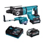 Makita - perforateur - burineur sds - plus 40v max - 28 mm xgt avec kit d'aspiration avec 2 batteries ...