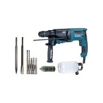 Makita - perforateur burineur sds plus - 800w 26mm avec coffret aluminium + kit d'accessoires - hr2631ftx4 ...
