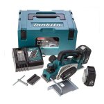 Outillage - rabot sans fil 18v 82 mm, 2 batteries 5, 0 ah, chargeur dkp180rtj - makita