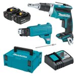 Makita - visseuse automatique  placo dfs452tjx2 18v li - ion (2x5ah)  vis en bande (5 x 25  55 mm) ...