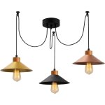 Lustre multicolore avec base en bois, 114x24 cm, hauteur 100 cm, parfait pour cuisine ou salle  manger ...