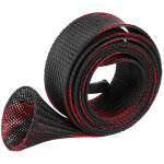 Manchon tress� expansible pour canne � p�che - protection de b�ton de p�che (noir rouge)