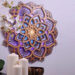 Mandala yoga room night light, mandala applique murale multicouche dcoupe au laser sculpt led lgant ...